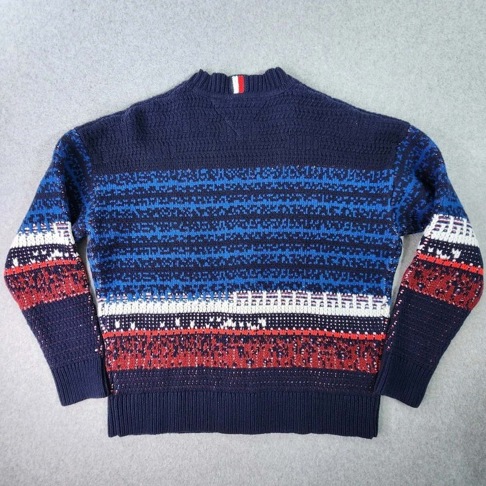 Tommy Hilfiger Ombre Textured Cardigan‎ Varsity Sweater Mens XL Multicolor Heavy